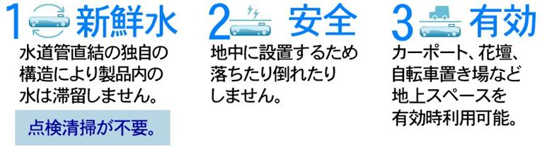 埋設型飲料用貯水槽,非常時飲料水,災害飲料水,緊急時飲料水,いのちの水